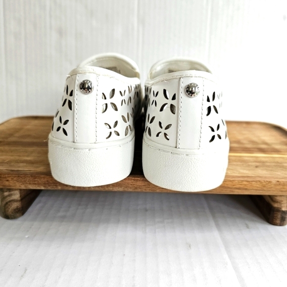 Michael Michael Kors Keaton Slip On Sneakers Size 7 Laser Cut White Silver - Picture 8 of 13